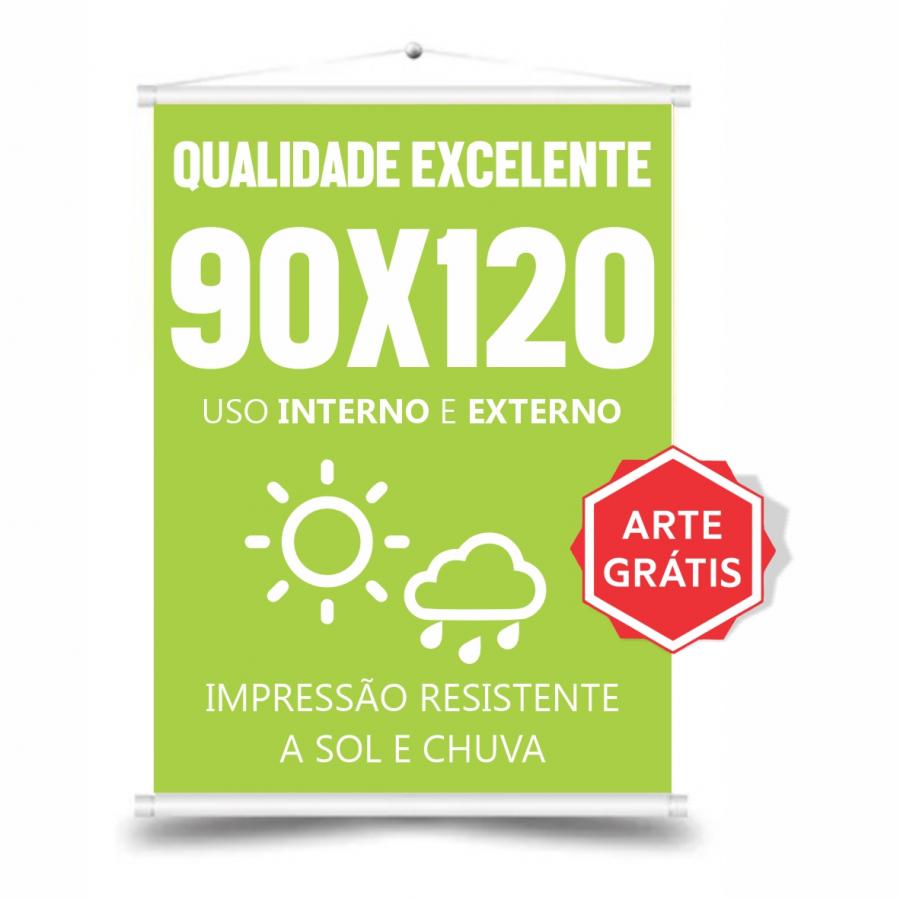 Banner 60 x 90 cm 4x0 Bastão, Cordão e Ponteira - Banner Rápido
