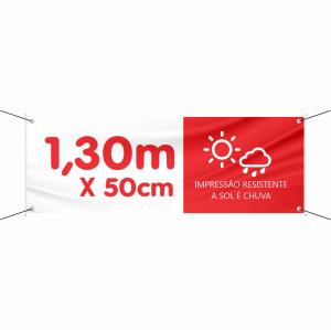 Faixa Personalizada 130X50cm Lona Front 130X50cm 4x0 Brilho Bastão, Ponteira e Ilhós 