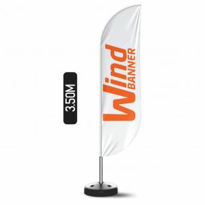 Wind Banner Dupla Face (GG) Base Redonda Preta 3.50m x 0.65m Dupla-Face | Impressão Ultra-HD Tecido TecnoSport 100% Sintético FACA | PENA | VELA | ÂNGULO Estrutura de Alumínio Desmontável